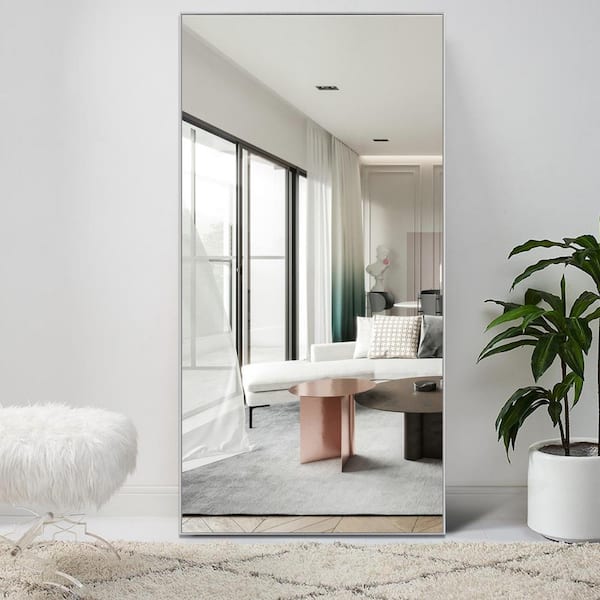 Large Rectangle Silver Hooks Modern Mirror (51 in. H x 31 in. W)