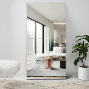 Large Rectangle Silver Hooks Modern Mirror (51 in. H x 31 in. W)