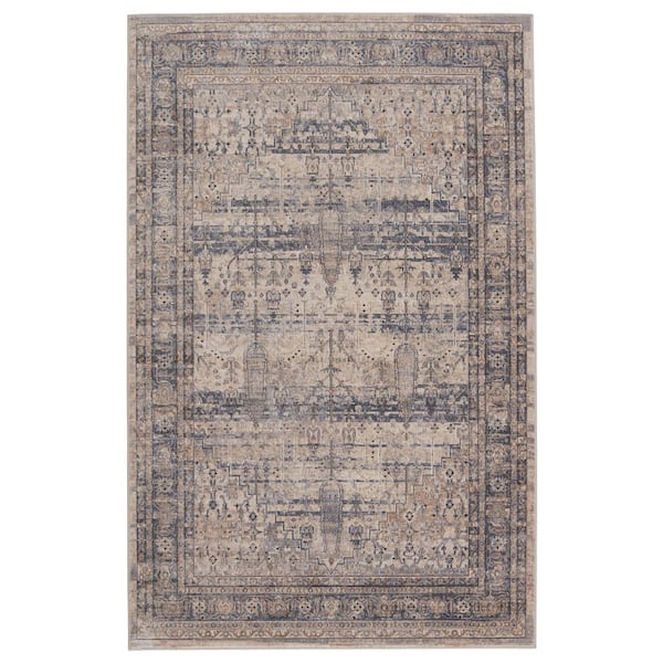 Jaipur Living Tristdan Tan/Blue 8 ft. x 10 ft. Medallion Rectangle Area Rug