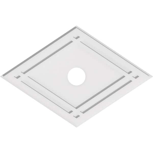 Ekena Millwork 34 in. W x 22-5/8 in. H x 4 in. ID x 1 in. P Diamond Architectural Grade PVC Contemporary Ceiling Medallion
