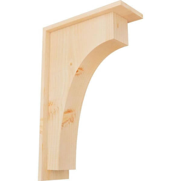Ekena Millwork 5-1/2 in. x 14 in. x 22 in. Douglas Fir Huntington Smooth Corbel with Backplate