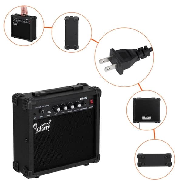 Glarry Mini Guitar Amplifier Practice Guitar 20W Amp & Accessories High  Quality