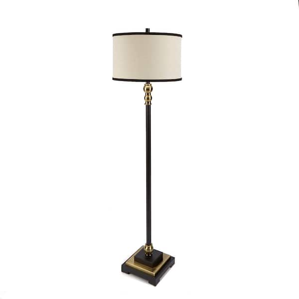 Silverwood Furniture Reimagined Monroe 57.75 in. Black Floor lamp with Linen Shade