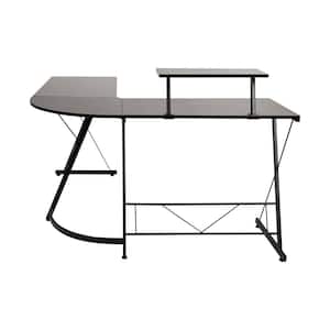 71.5 in. L-Shaped Black/Black Metal Computer Corner Desk