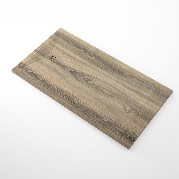 Unbranded Mediterraneo 60 in. L x 32 in. W Shower Pan Base with Right Drain in Ash