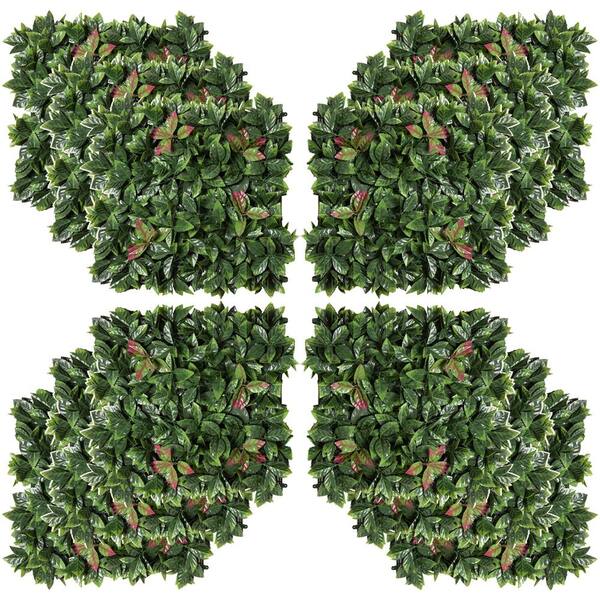 Unbranded 12-Pieces 20 in. x 20 in. Green Artificial Grass Wall Decor, Greenery Backdrop Panels Wall for Outdoor, Indoor, Garden