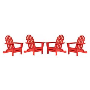 Icon Bright Red Recycled Plastic Adirondack Chair (4-Pack)