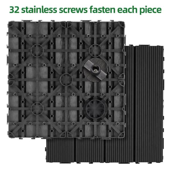 GOGEXX 11.8 in. x 11.8 in. Black Wood-Plastic Composite