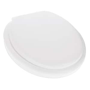 Antimicrobial Round Closed Front Soft Vinyl Toilet Seat in White with Easy-Off  Hinges