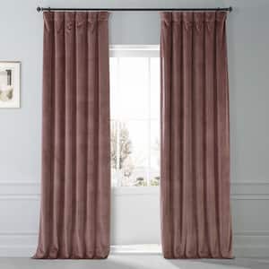 Signature Rosehip Pink Plush Velvet Hotel Blackout Rod Pocket Curtain - 50 in. W x 108 in. L (1 Panel)