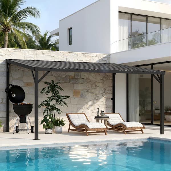 GAZEBEST 12 ft. x 10 ft. Large Heavy Duty Metal Outdoor Pergola