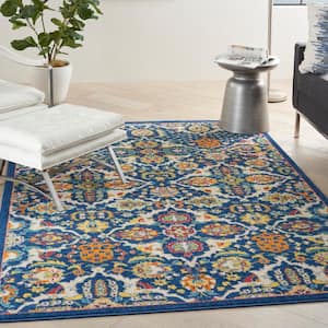 Allur Navy Multicolor 5 ft. x 7 ft. Floral Bohemian Modern Area Rug