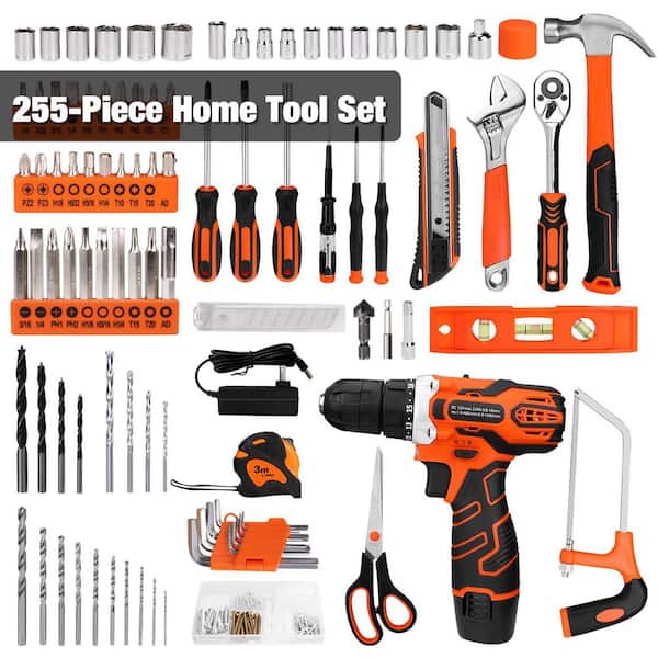 Laybus 255-Piece Tool Set, Tool Kit with Cordless Drill Driver