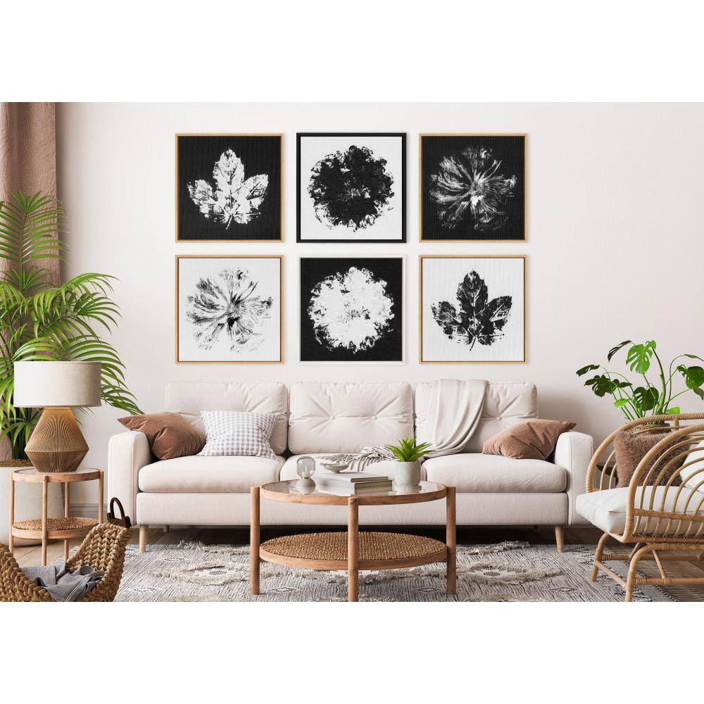 22x22 White Framed Abstract Black and White Canvas Wall Art