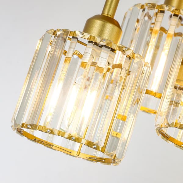 HKMGT 10.6 in. 3-Light Gold Semi-Flush Mount Ceiling Light With