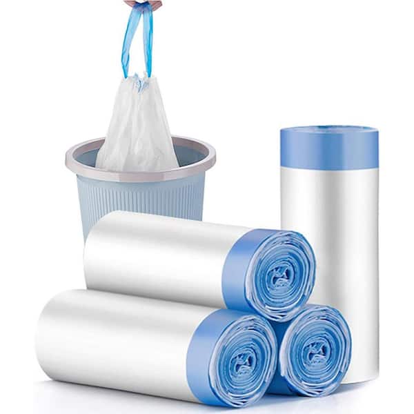 4 Gal. Trash Liners (60-Count)-Drawstring Small Bags Fit 15 Liter Trash-Can-Liners, Upgraded-Easy to Separate, Blue