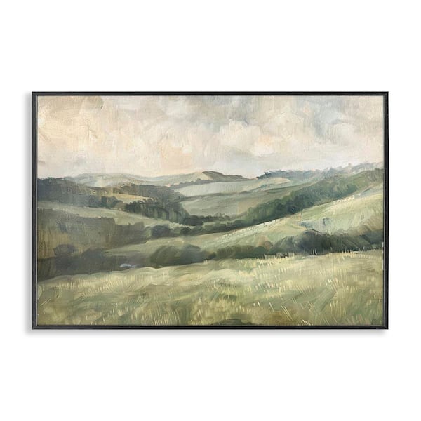 Green Hilly Landscape by LSR Design Studio Black Framed Nature Giclee Art Print 20 in. x 30 in.