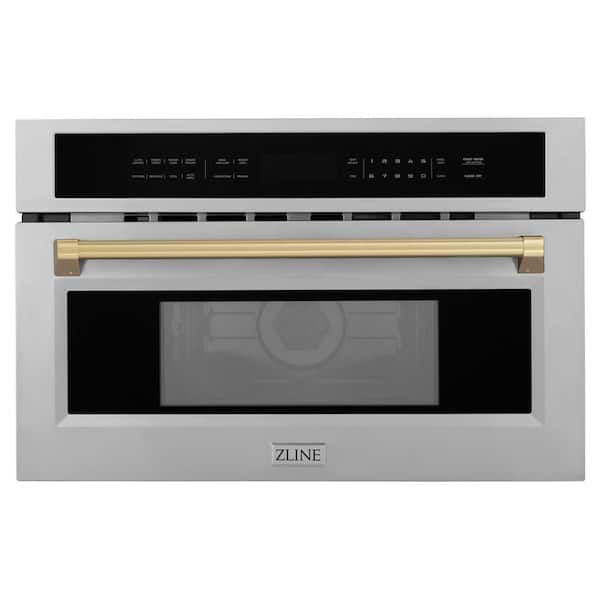ZLINE Kitchen and Bath Autograph Edition 30 in. 1000-Watt Built-In Microwave Oven in Fingerprint Resistant Stainless Steel & Champagne Bronze
