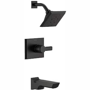 Pivotal 1-Handle Wall-Mount Tub and Shower Trim Kit with H2Okinetic Technology in Matte Black (Valve Not Included)