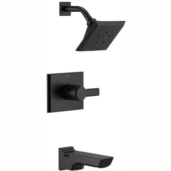 Delta Pivotal 1-Handle Wall-Mount Tub and Shower Trim Kit with H2Okinetic Technology in Matte Black (Valve Not Included)