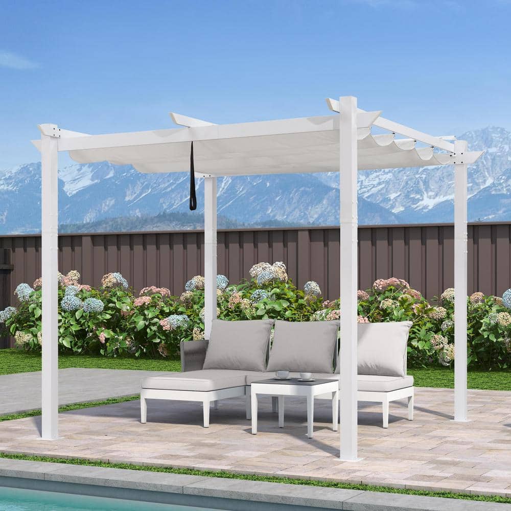 PURPLE LEAF 10 ft. x 10 ft. White Aluminum Frame Patio Pergola Gazebo ...