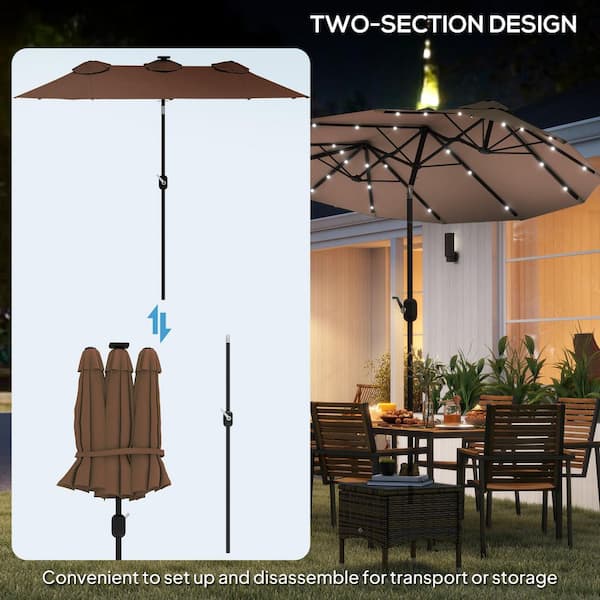 Outsunny 9.7 ft. Double Sided Patio Umbrella in Coffee