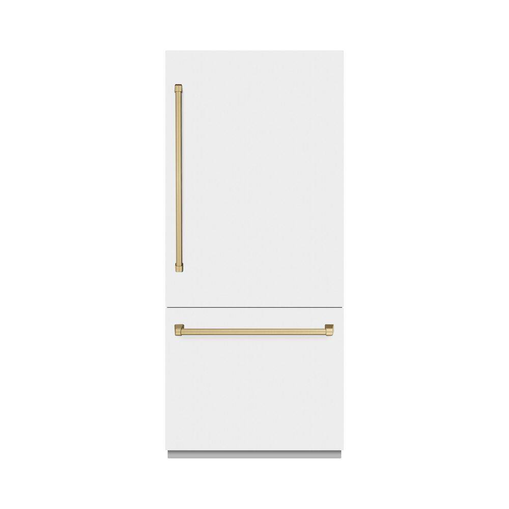 36 in. 19.8 cu. ft. Built-in Bottom Freezer Refrigerator with Water Dispenser in Matte White w/ Champagne Bronze Accents price history on PriceWatchPro