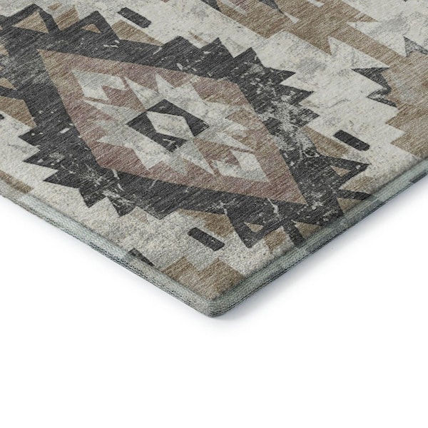Mayfield Premium Machine Washable Abstract AMF1878 Taupe 3 ft. x 4 ft. Area Rug