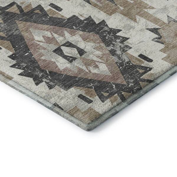 Mayfield Premium Machine Washable Abstract AMF1878 Taupe 8 ft. x 10 ft. Area Rug