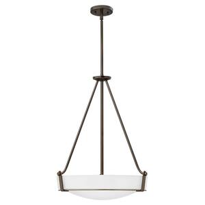 Hathaway Medium Integrated LED Olde Bronze with Etched White Glass Shaded Pendant