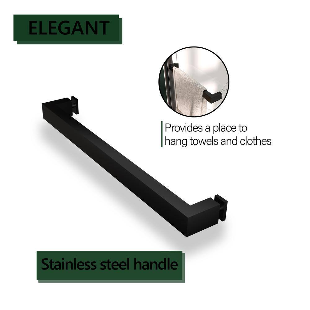 60'' Matte Black Double Sliding Frameless Shower Door with Clear Glass