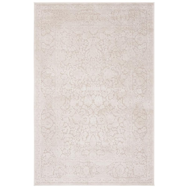 SAFAVIEH Reflection Cream/Ivory 4 ft. x 6 ft. Floral Distressed Area Rug