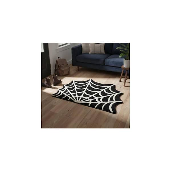 Black Spider Web Non-Slip Bathroom Rug, 1. 8 x 3 ft. Perfect for