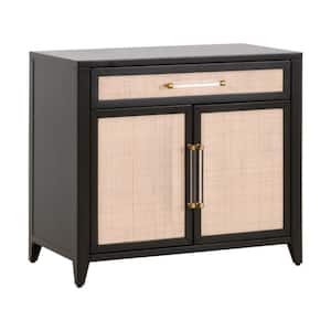 19 in. Black and Brown 1-Drawer Chest of Drawers