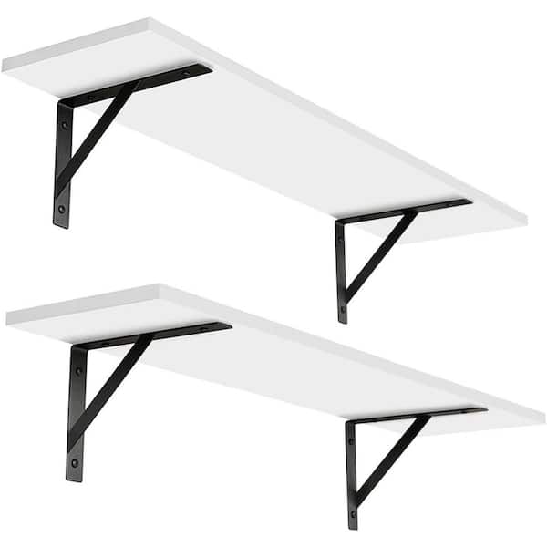 Unbranded 23.6 in. W x 7.9 in. D White Floating Shelves Decorative Wall Shelf (Set of 2)