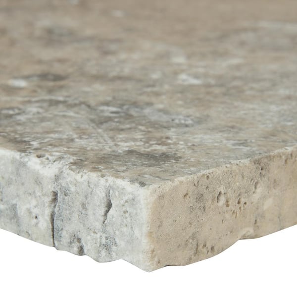 MSI Take Home Tile Sample - 6 in. x 6 in. x 1.18 in. Silver Tumbled Travertine Paver Tile (0.25 sq. ft.)