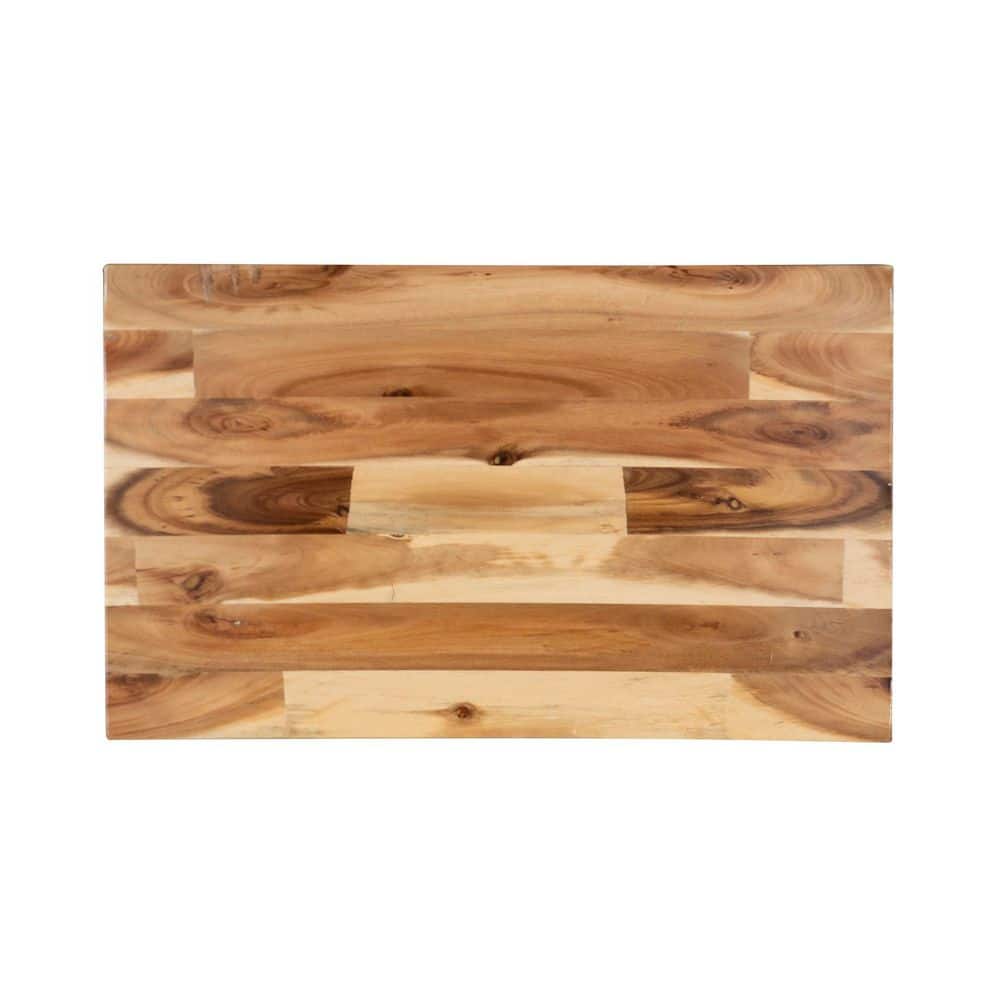 Classic Acacia Wood Saddle Counter Stool in Natural Brown