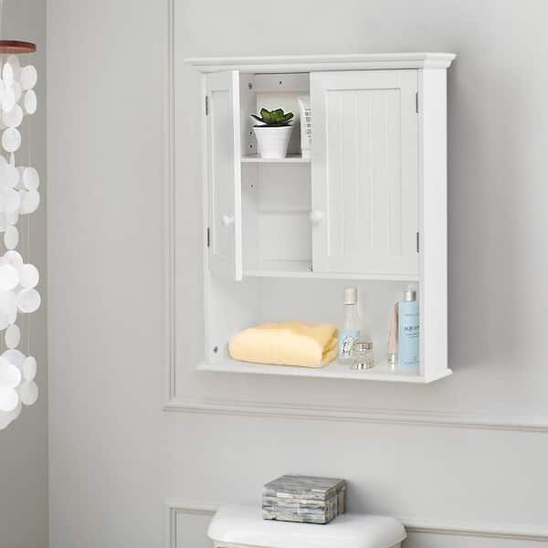 Unbranded 23.6 in. W x 27.8 in. H Rectangle Wall-Mounted Surface-Mount Bathroom Medicine Cabinet with Door in White