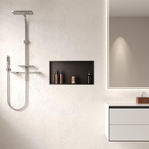 25 in. W x 13 in. H x 4 in. D Stainless Steel Bathroom Shower Niche in Matte Black