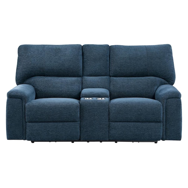EVERGLADE HOME Monty 76 in. Round Arm Chenille Straight in Blue
