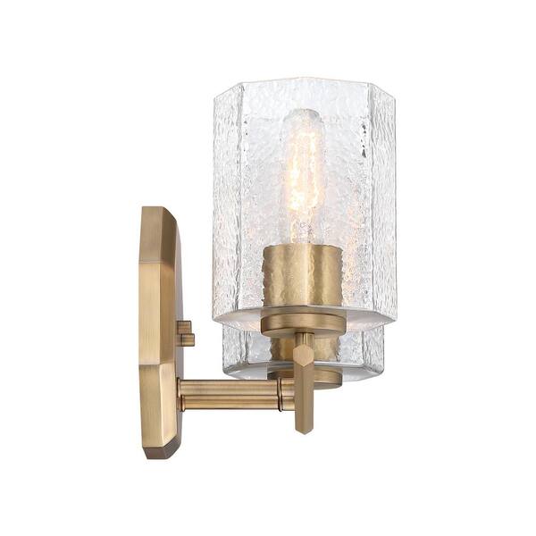 Designers Fountain - Haven 16 in. 2-Light Old Satin Brass Classic Vanity Light with Clear Rippled Glass Shades
