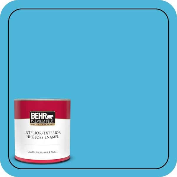 BEHR PREMIUM PLUS 1 qt. #P490-4 Aztec Sky Hi-Gloss Enamel Interior/Exterior Paint & Primer