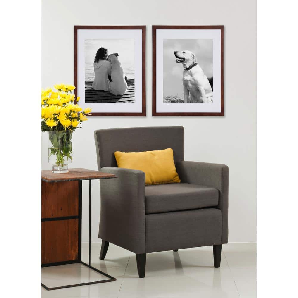 Walnut Brown Classic Wood Wall Frame Set 15x19"