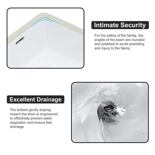 Logmey 13 in. Undermount Rectangular Corner Porcelain Ceramic