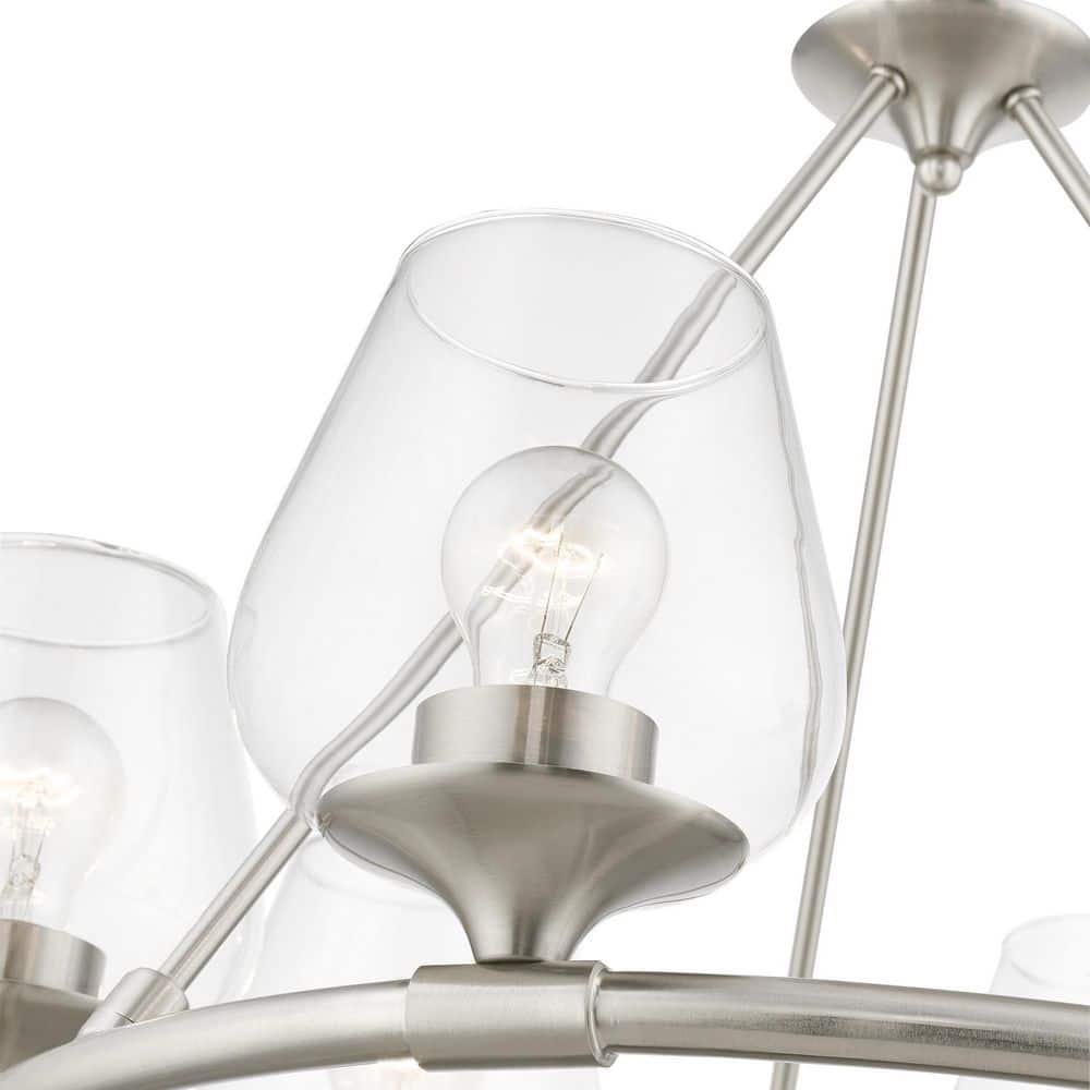 Willow Brushed Nickel 6-Light Chandelier with Clear Glass Shades