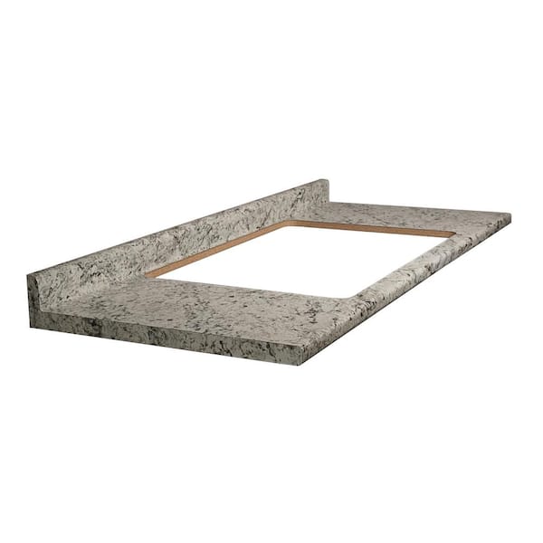 Hampton Bay 5 ft. Straight Laminate Countertop in Textured White Ice Granite with Bullnose Edge and Integrated Backsplash