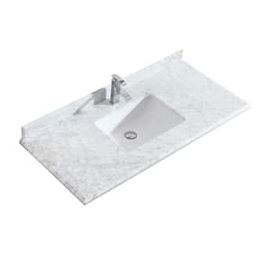 48 in. W x 22 in. D Carrara Marble Vanity Top in White with White Rectangular Single Sink