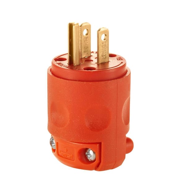 Leviton 15 Amp 125-Volt 3-Wire Plug, Orange
