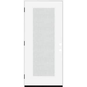Legacy 36 in. x 80 in. Full Lite Rain Glass RHOS Primed White Finish Fiberglass Prehung Front Door