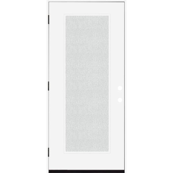 Steves & Sons Legacy 36 in. x 80 in. Full Lite Rain Glass RHOS White Primed Fiberglass Prehung Front Door